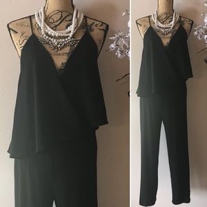 Black spaghetti-strapped jumpsuit